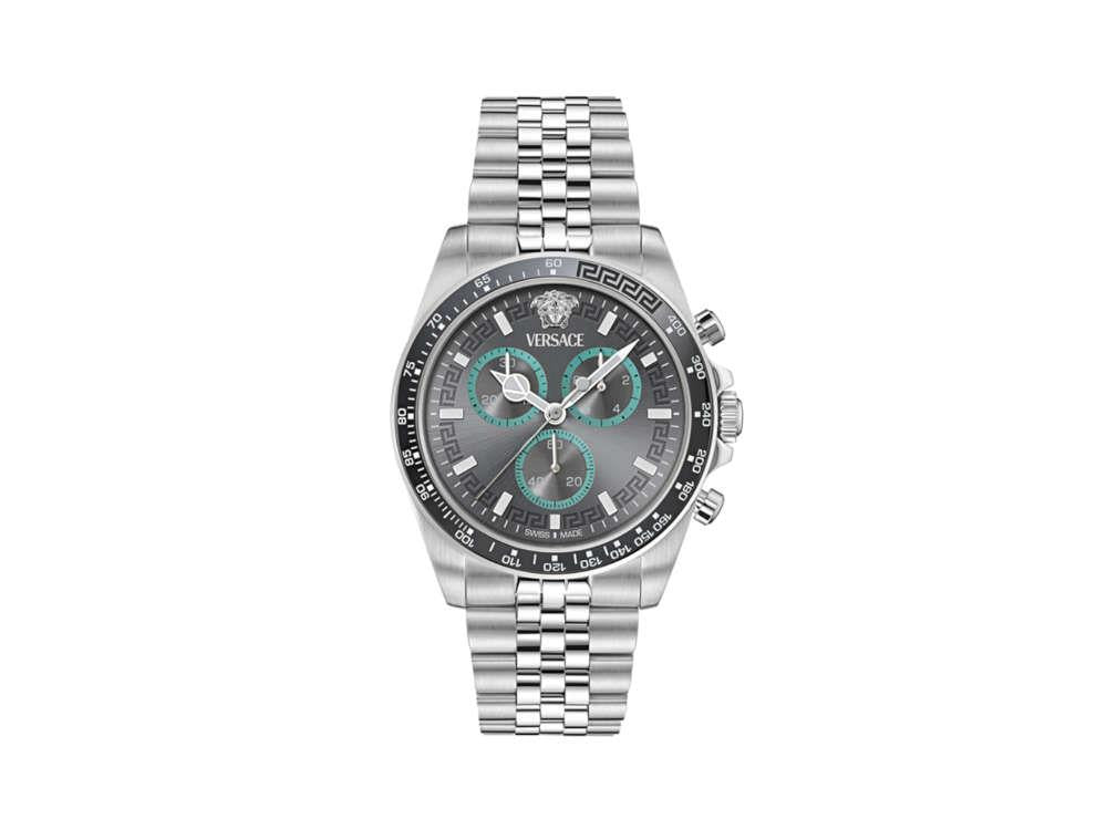 Versace Greca Chrono Wave Quartz Watch, Grey, 43 mm, Sapphire Crystal, VE0H00325