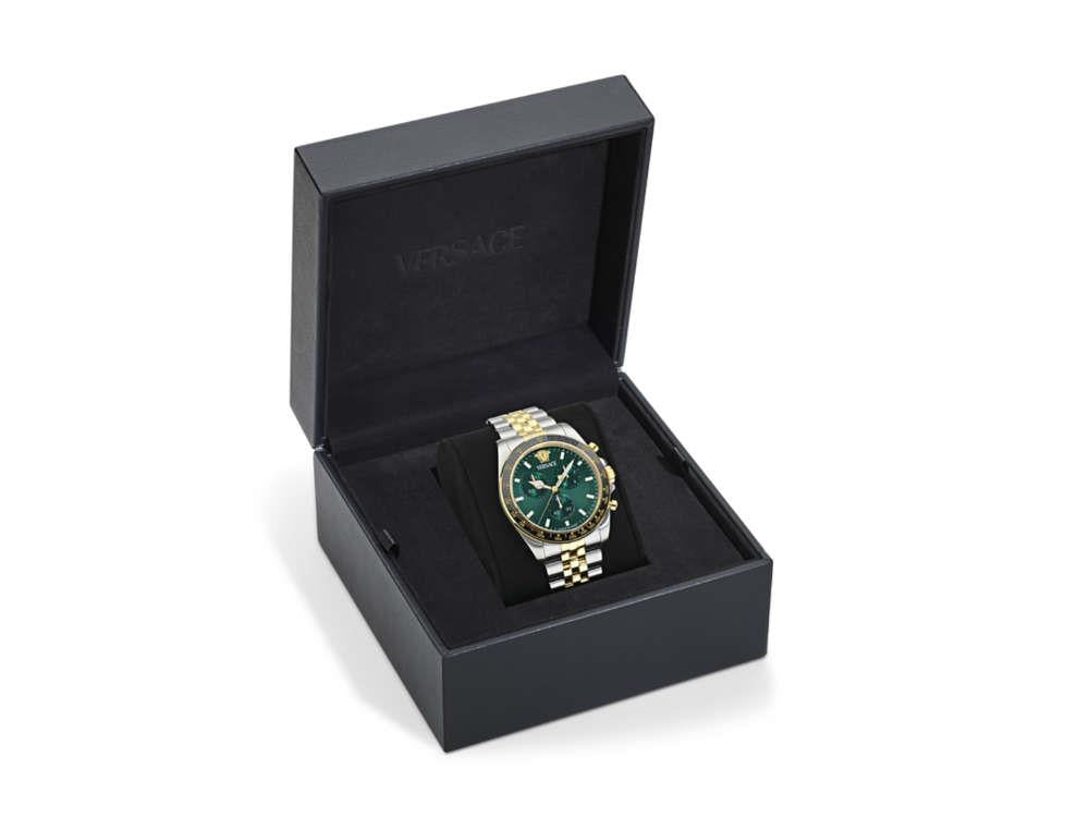 Versace Greca Chrono Wave Quartz Watch, Green, 43 mm, VE0H00425