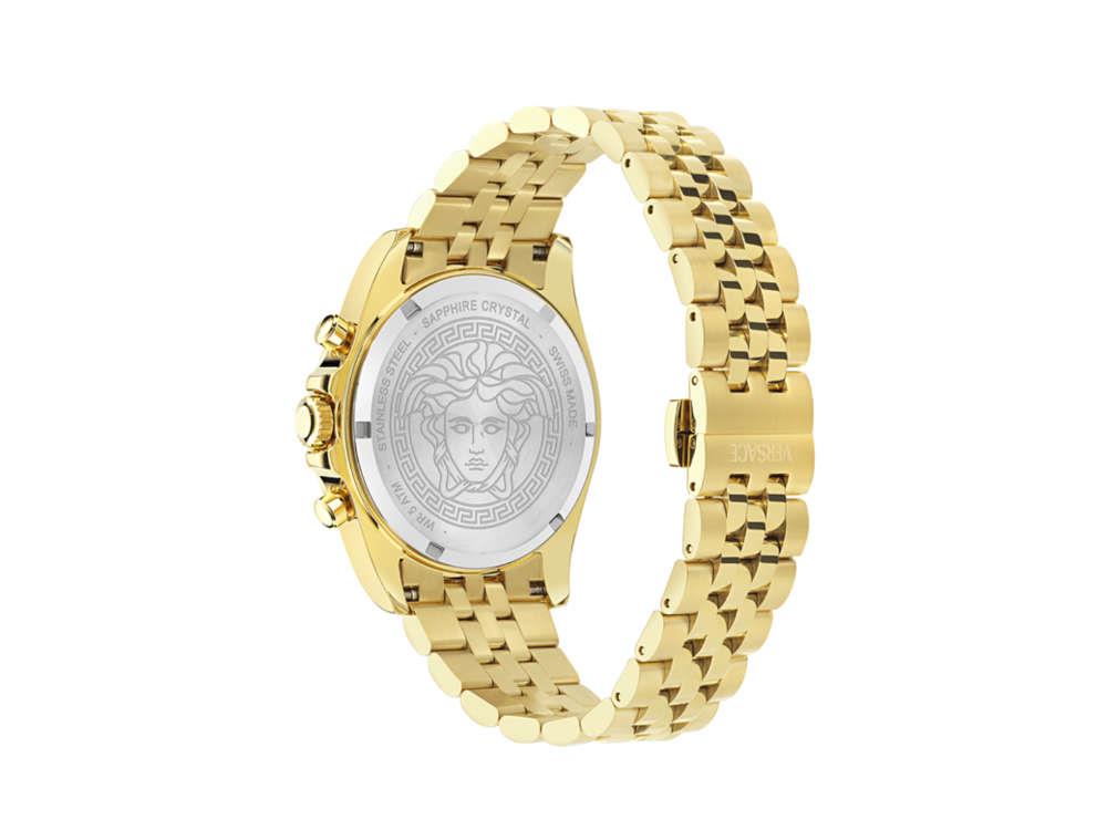 Versace Greca Chrono Wave Quartz Watch, PVD Gold, Black, 43 mm, VE0H00525