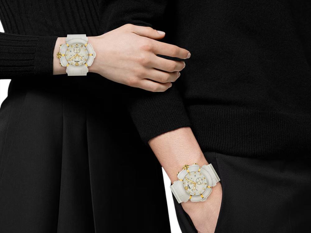 Versace Real Active ChronoQuartz Watch, Recycled Steel, White, 45 mm, VE0L00525