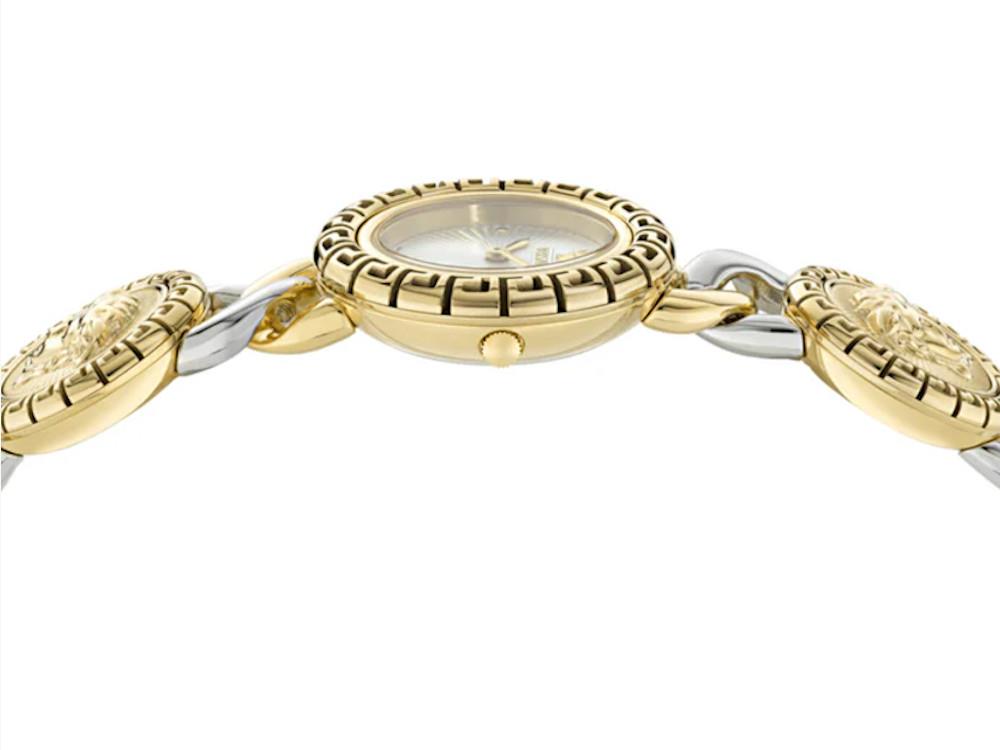 Versace Greca Stud IconQuartz Watch, Recycled Steel, White, 28 mm, VE0Q00325