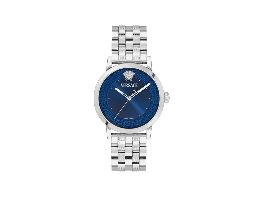 Versace Albireo Quartz Watch, Recycled Steel, Blue, 40 mm, VE0T00325