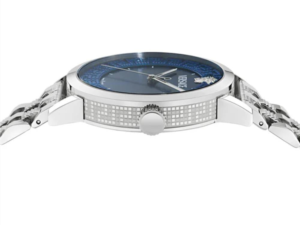 Versace Albireo Quartz Watch, Recycled Steel, Blue, 40 mm, VE0T00325