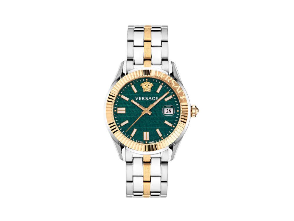 Versace Greca Time Quartz Watch, PVD Gold, Green, 41 mm, VE3K00422