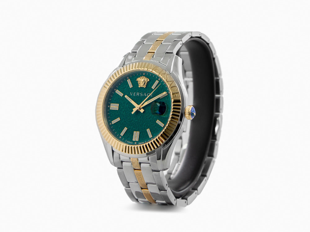 Versace Greca Time Quartz Watch, PVD Gold, Green, 41 mm, VE3K00422