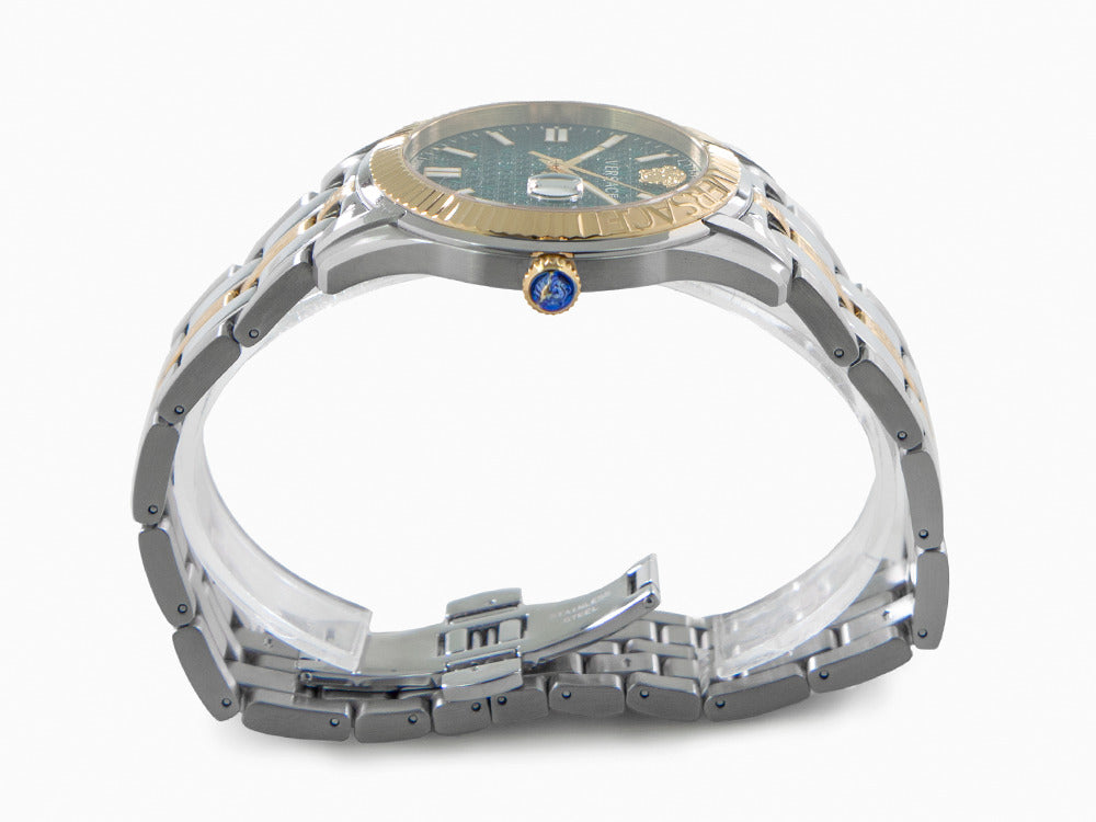 Versace Greca Time Quartz Watch, PVD Gold, Green, 41 mm, VE3K00422