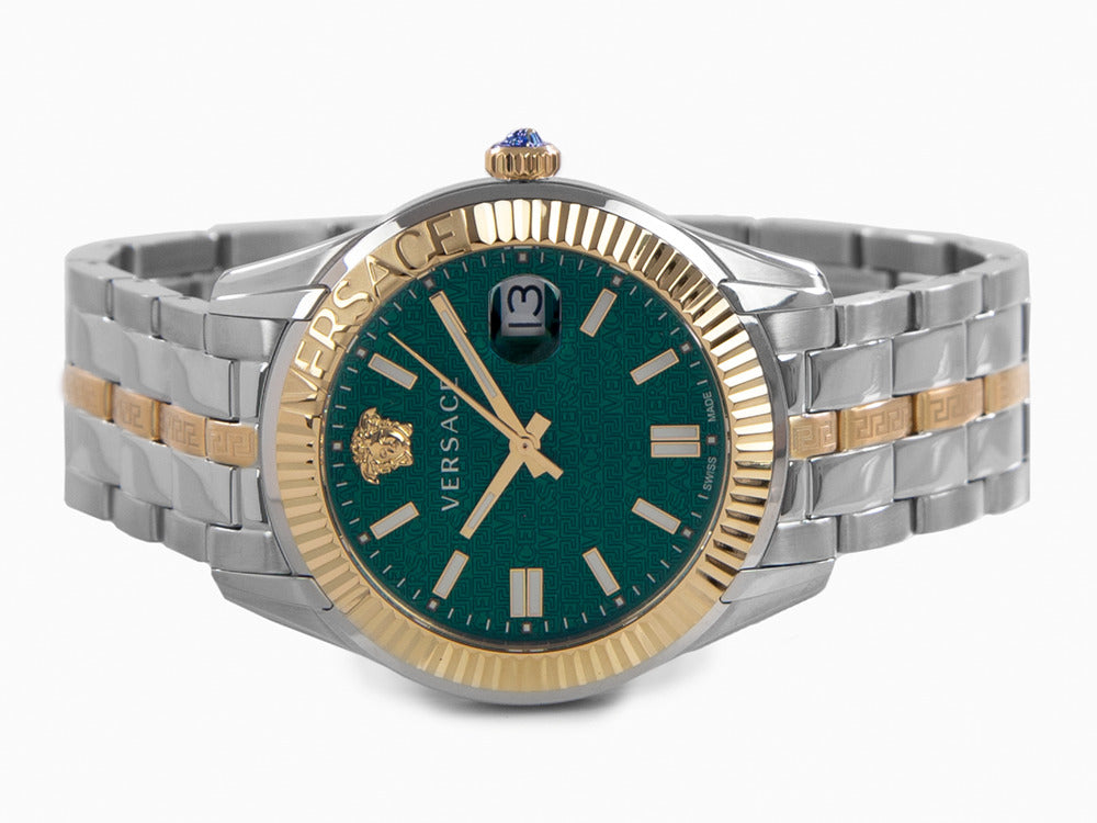 Versace Greca Time Quartz Watch, PVD Gold, Green, 41 mm, VE3K00422