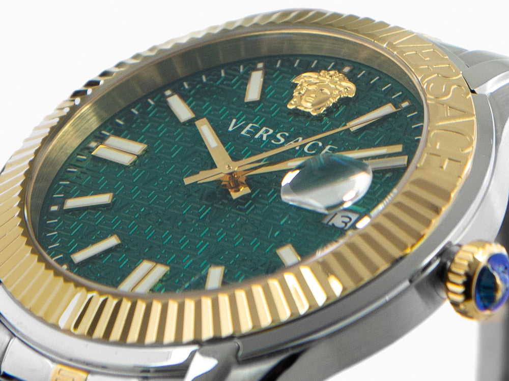 Versace Greca Time Quartz Watch, PVD Gold, Green, 41 mm, VE3K00422