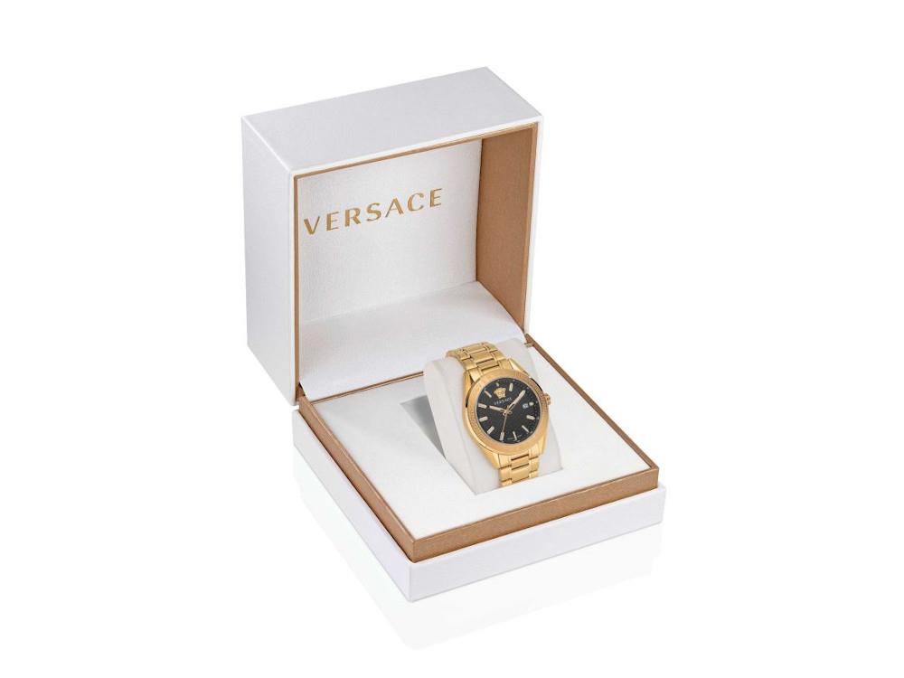Versace V Code Quartz Watch, PVD Gold, Black, 42 mm, Sapphire Crystal, VE6A00623