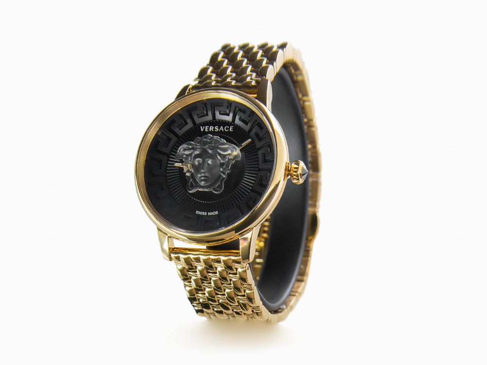Versace Medusa Alchemy Quartz Watch, PVD Gold, Black, 38 mm