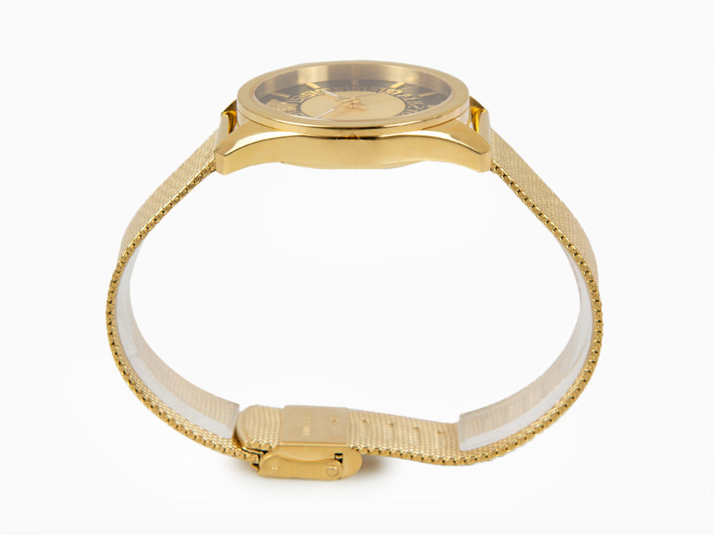 Versace New V Circle Quartz Watch, PVD Gold, 36 mm, Sapphire Crystal, VE8A00424