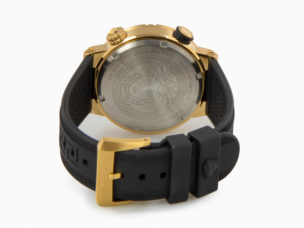 Versace Greca Logo Diver Quartz Watch PVD Gold Black 43 mm VE8G003 Iguana Sell UK