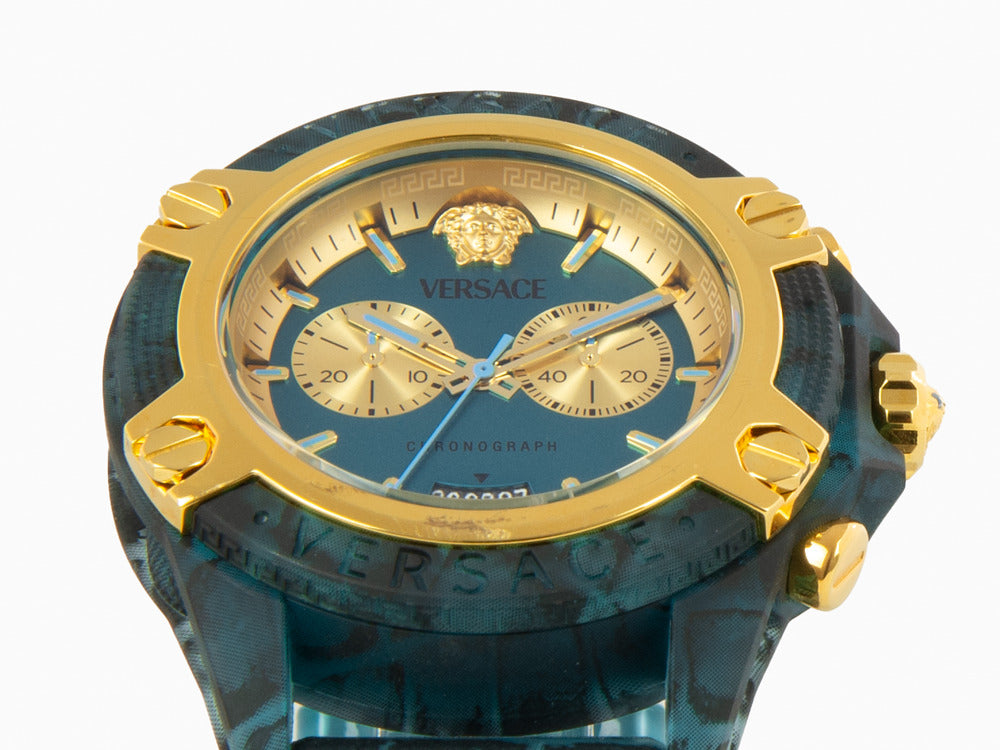 Versace Icon Active Quartz Watch, Polycarbonate, Blue, 44 mm, VE8P00324
