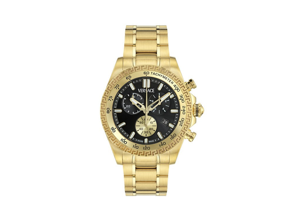 Versace Chrono X Quartz Watch, Recycled Steel, Black, 44 mm, VE9K00524