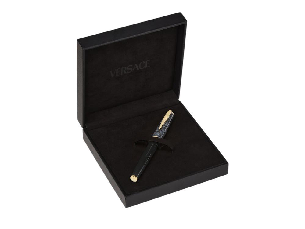 Versace Barocco Rollerball pen, Resin, Black, Gold plated, VRAD00224