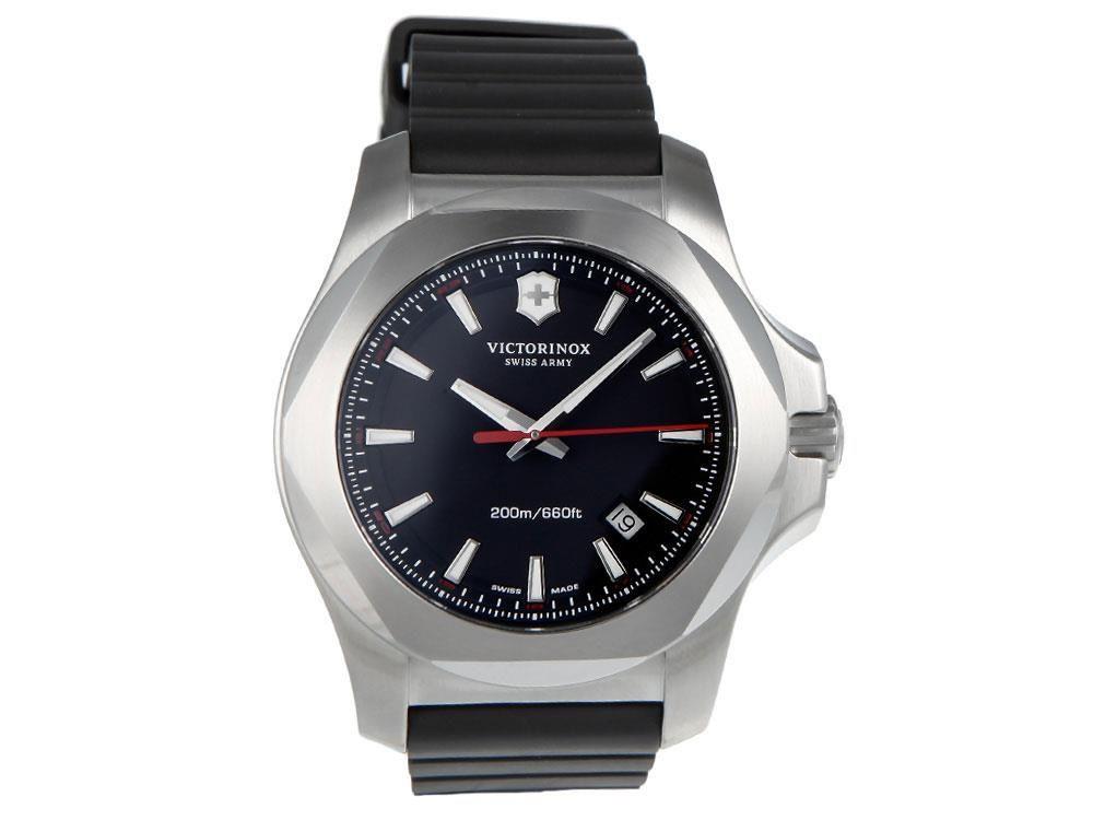 Victorinox I.N.O.X. Quartz Watch, Stainless Steel, Black, 43 mm, Rubber strap