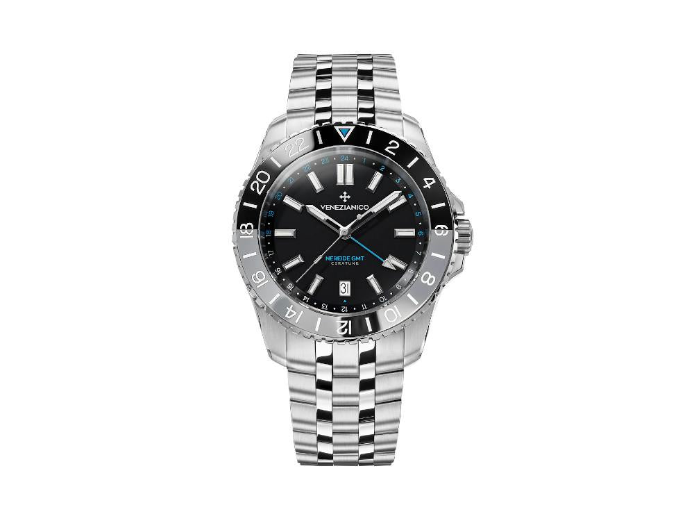 Venezianico Nereide GMT Ceratung™ Automatic Watch, 42 mm, Black, 4521500S