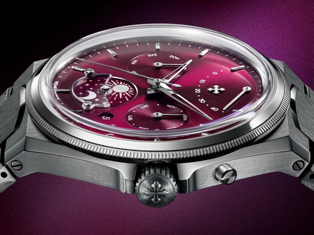 Venezianico Arsenale  Calendario Automatic Watch, 40 mm, Burgundy, 6221581C