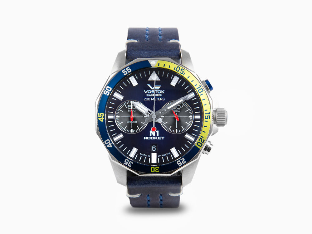 Vostok Europe Rocket N-1 Quartz Watch, Blue, 46 mm, Chronograph, 6S21-225A708