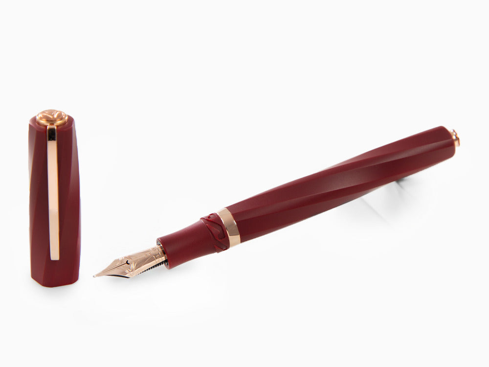 Visconti Divina Bordeaux Matte Fountain Pen, Rose Gold PVD, KP18-14-FP