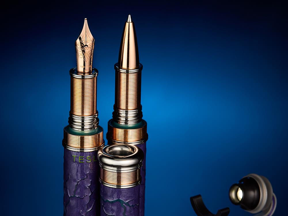 Visconti Tesla Fountain Pen, Resin, 18k Gold, Limited Edition,KP63-01-FP