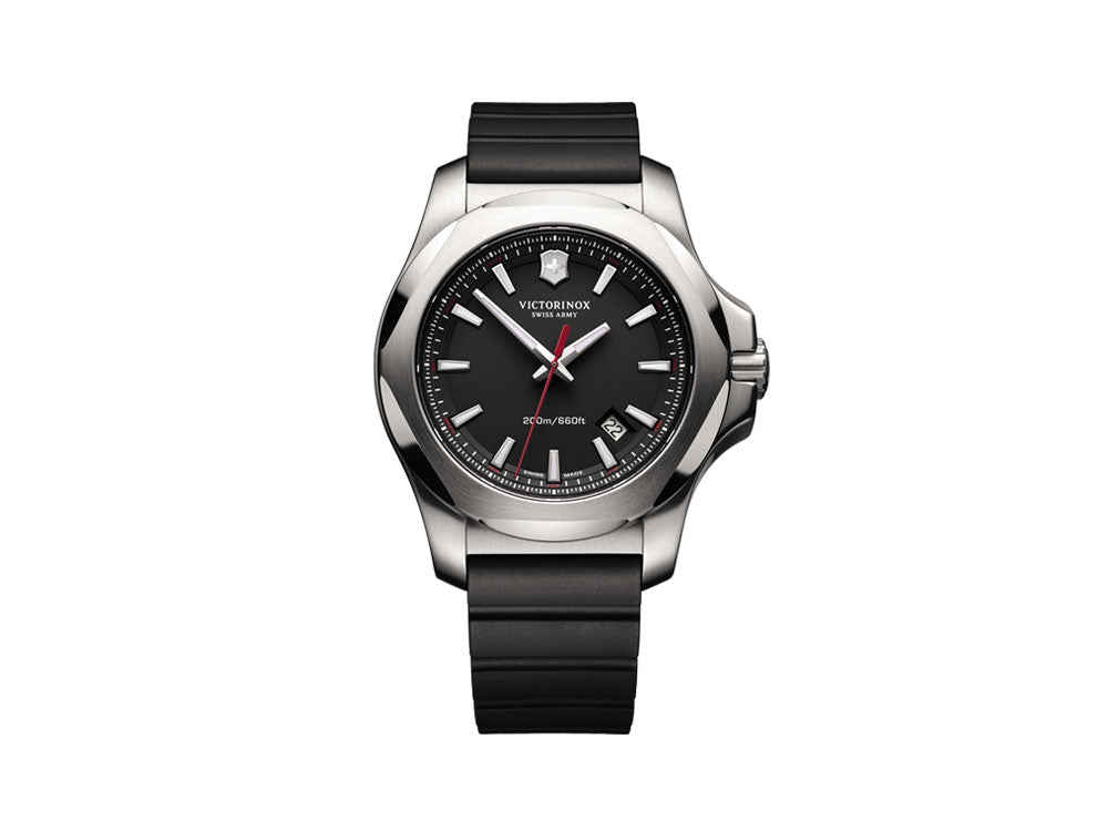 Victorinox I.N.O.X. Quartz Watch, Stainless Steel, Black, 43 mm, Rubber strap