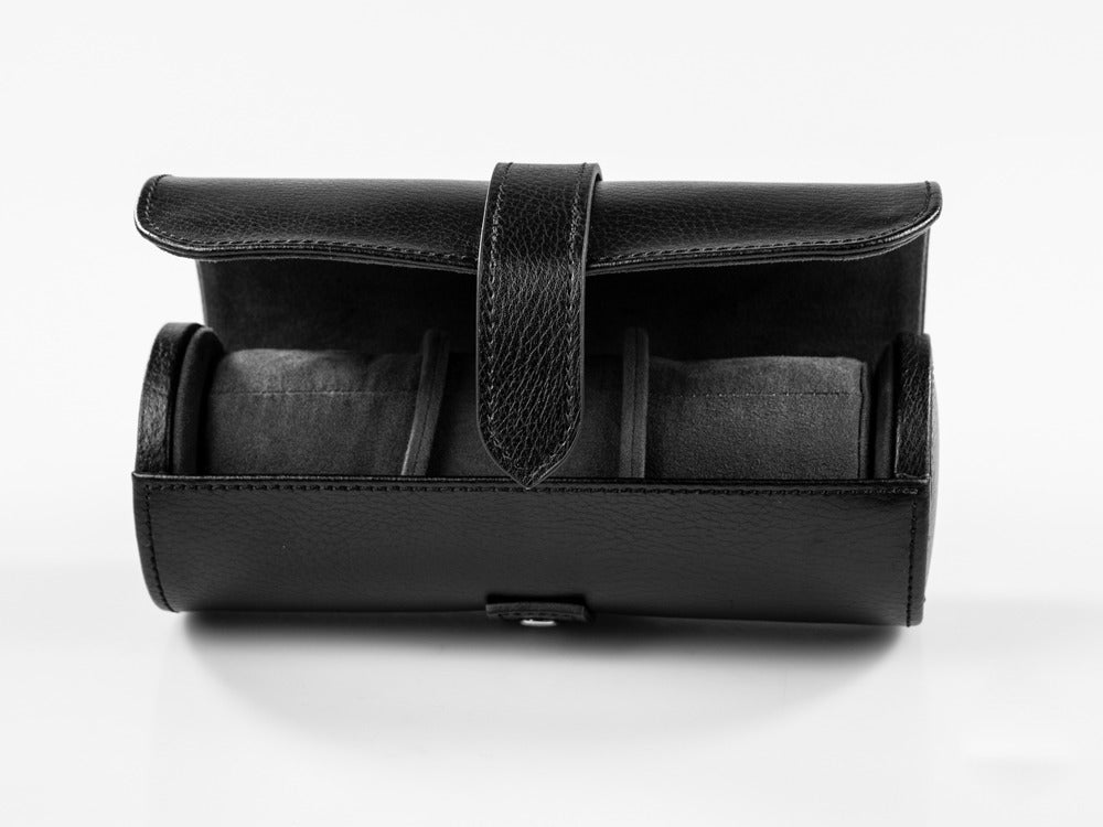 WOLF Blake Watch roll, 3 watches, Black, Leather, 305002