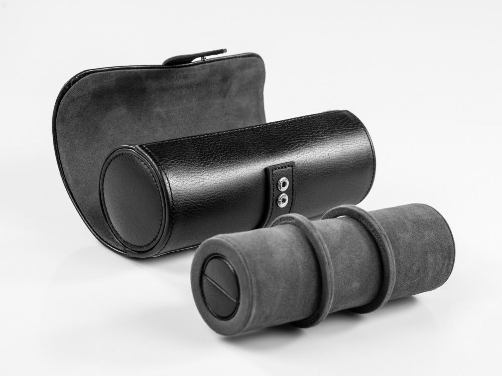 WOLF Blake Watch roll, 3 watches, Black, Leather, 305002