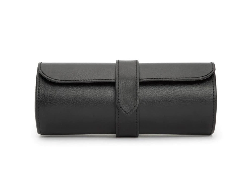 WOLF Blake Watch roll, 3 watches, Black, Leather, 305002