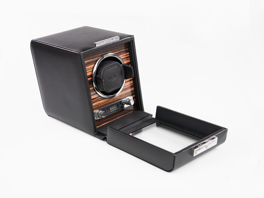 WOLF Roadster Watch winder, 1 Watch, Black, Vegan Leather, 457056