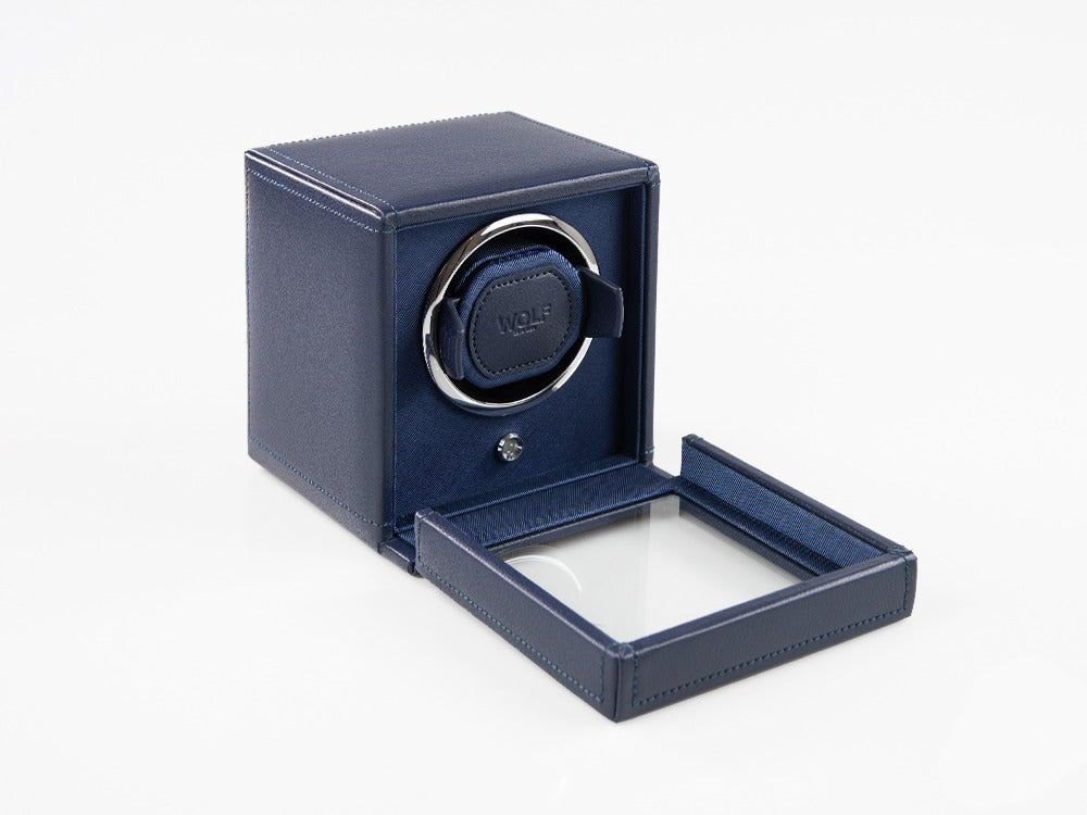 WOLF Cub Watch winder, 1 Watch, Blue, Vegan Leather, 461117