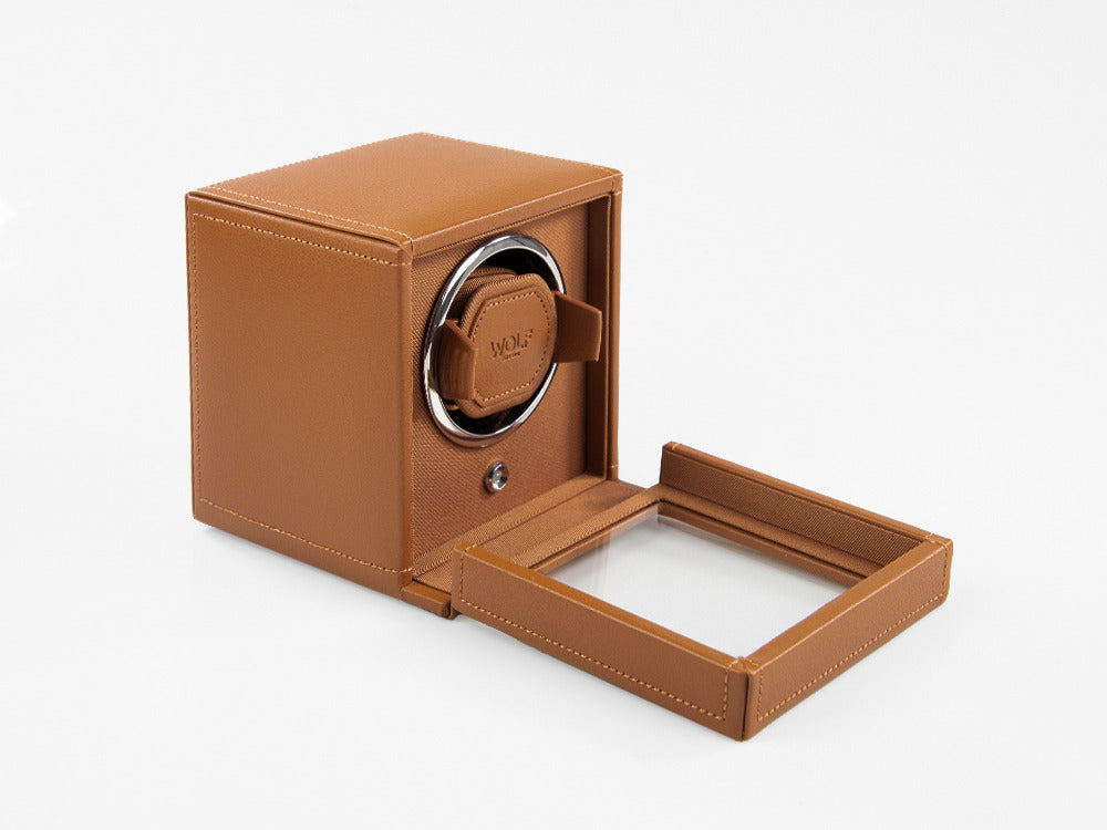 WOLF Cub Watch winder, 1 Watch, Brown, Vegan Leather, 461127