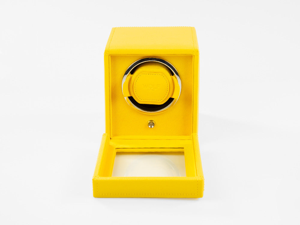 WOLF Cub Watch winder, 1 Watch, Yellow, Vegan Leather, 461192