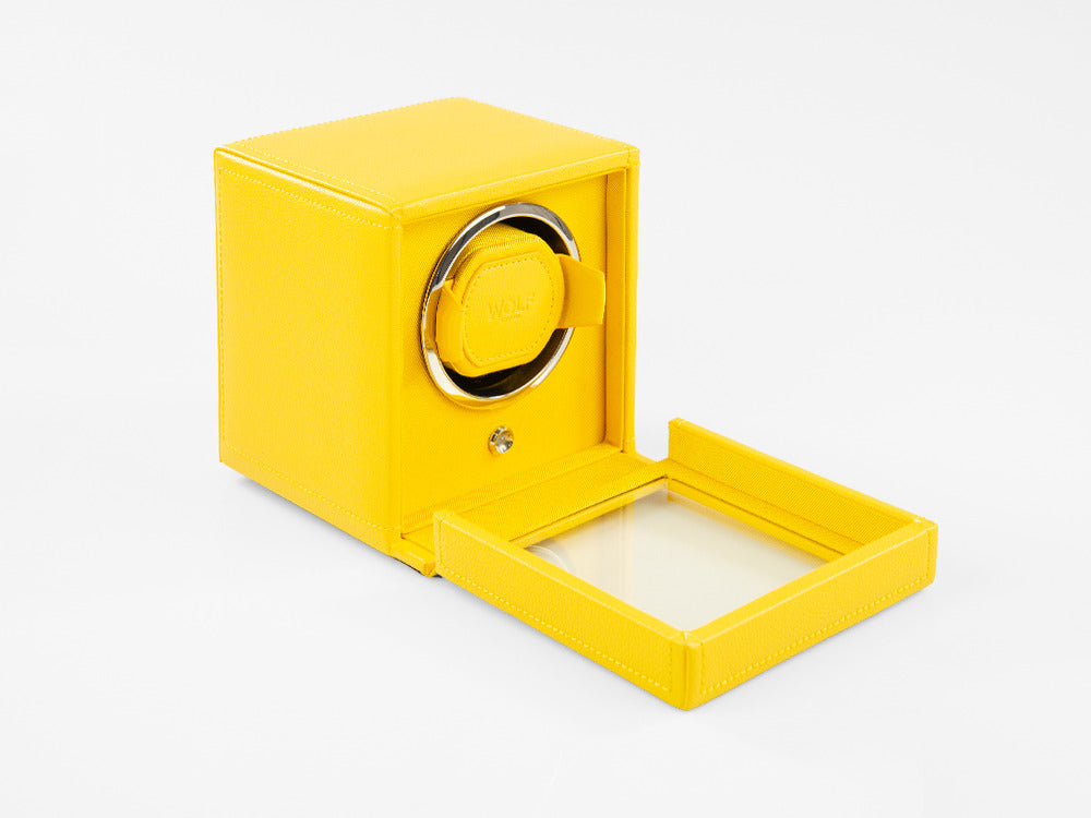 WOLF Cub Watch winder, 1 Watch, Yellow, Vegan Leather, 461192