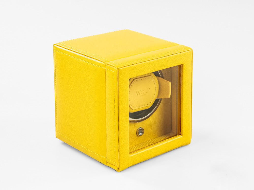 WOLF Cub Watch winder, 1 Watch, Yellow, Vegan Leather, 461192