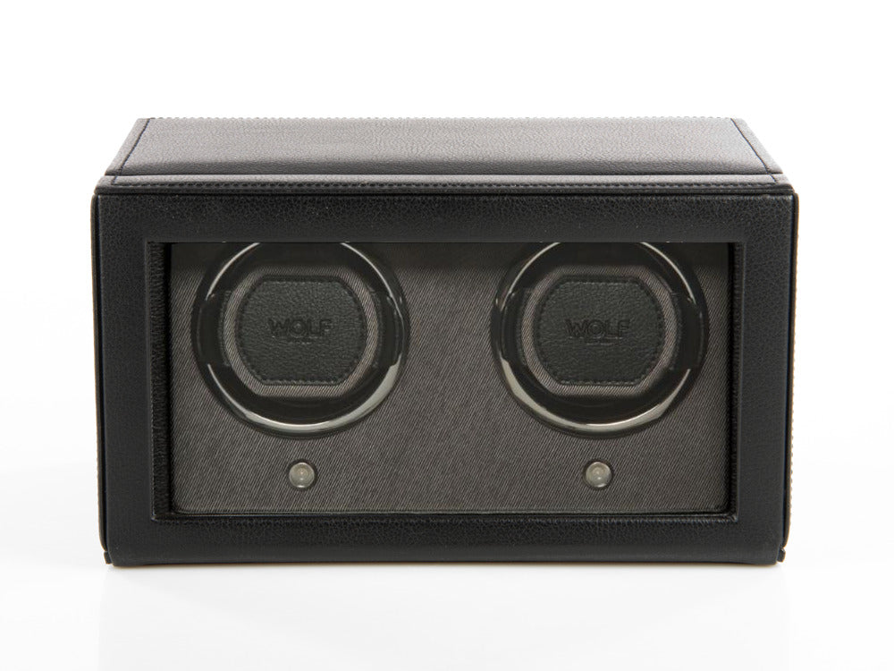 WOLF Cub Watch winder, 2 Watches, Black, Vegan Leather, 461203