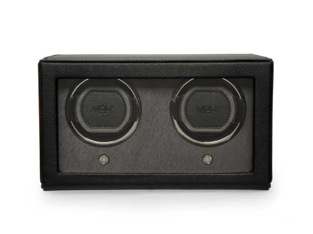 WOLF Cub Watch winder, 2 Watches, Black, Vegan Leather, 461203