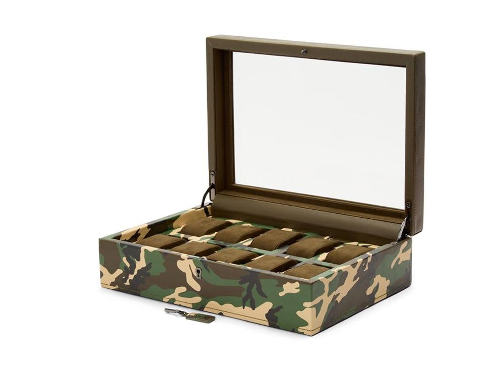 WOLF Elements Earth Watch box, 10 Watches, Green, Vegan Leather, 665430