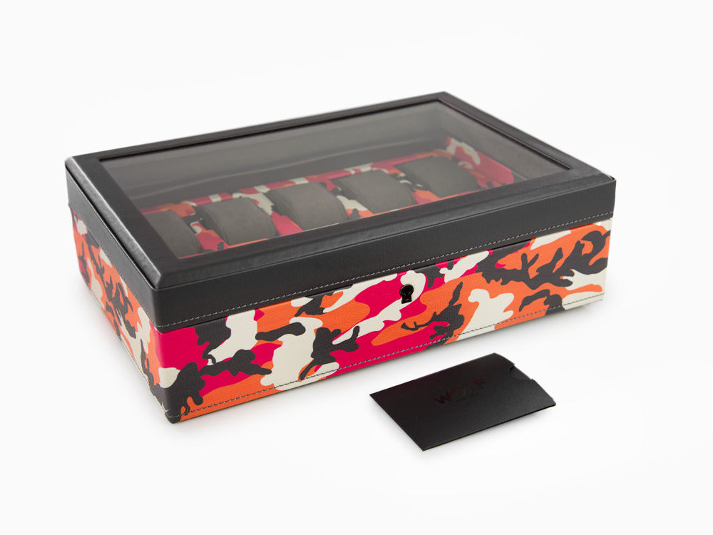 WOLF Elements Fire Watch box 10 Watches Red Vegan Leather 665472 Iguana Sell UK