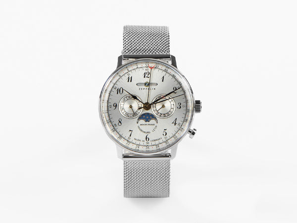 Zeppelin LZ 129 Hindenburg Moonphase Quartz Watch, 40 mm, Mesh strap, -  Iguana Sell UK