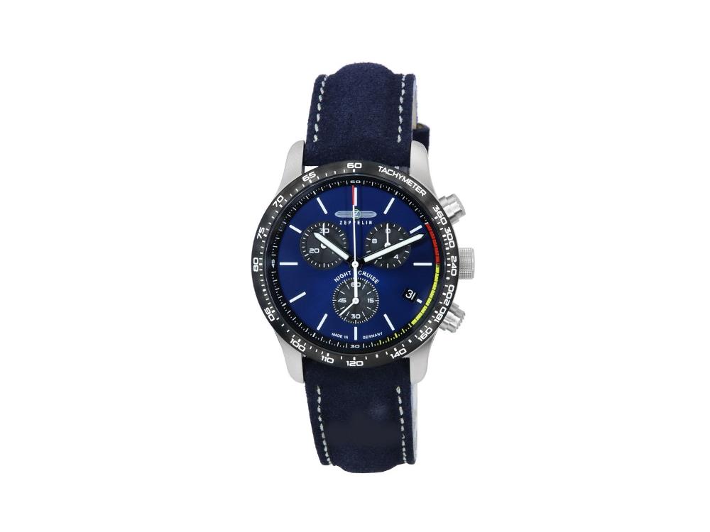 Zeppelin Night Cruise Quartz Watch Blue 42 mm Chronograph Day 728 Iguana Sell UK
