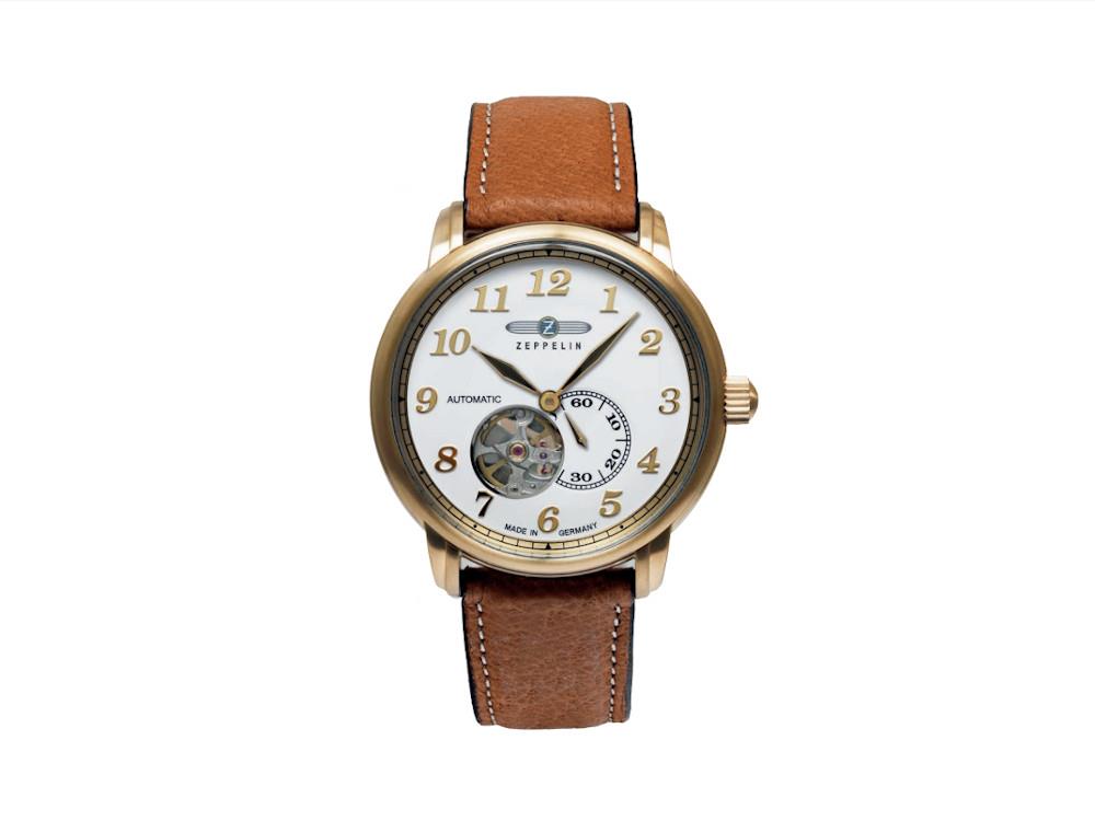 Zeppelin LZ 127 Graf Zeppelin Automatic Watch, PVD Gold, White, 40 mm, 7664-1