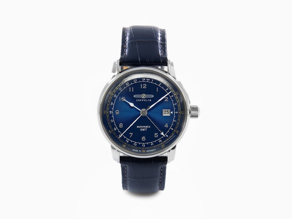 Zeppelin LZ 129 Hindenburg Automatic Watch Blue 42 mm GMT 7668