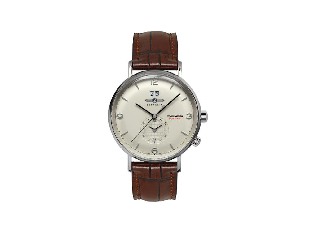 Zeppelin LZ 129 Hindenburg Quartz Watch, Beige, 41 mm,  Leather strap, 8044-5