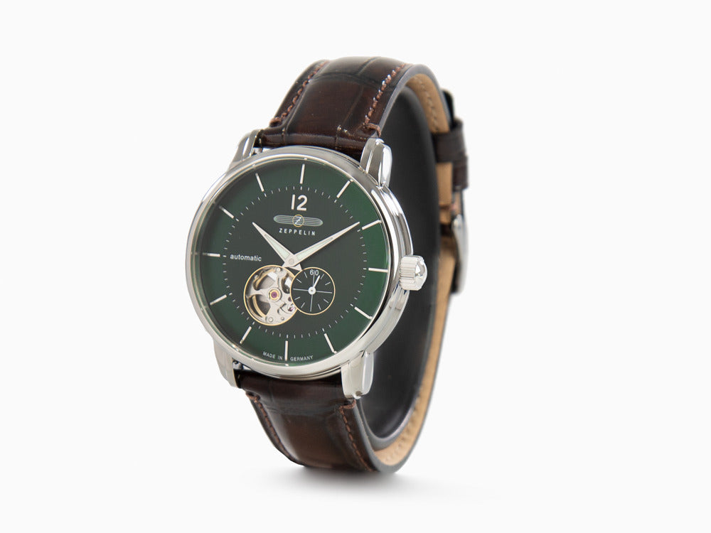 Zeppelin LZ 120 Bodensee Automatic Watch, Green, 40mm, Leather strap, 8166-4