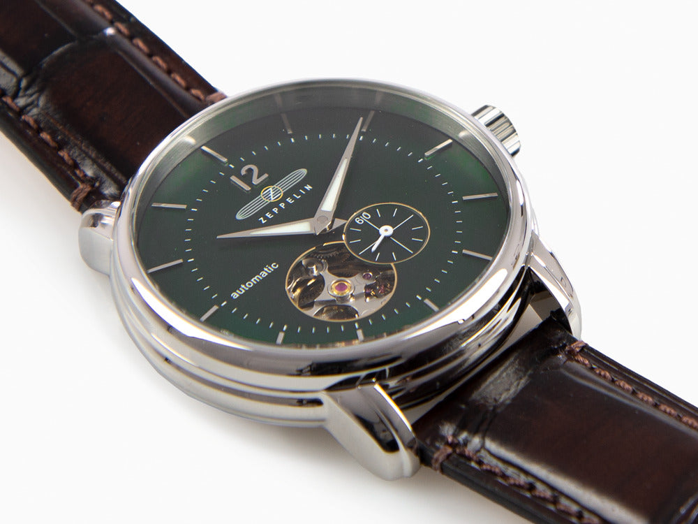 Zeppelin LZ 120 Bodensee Automatic Watch, Green, 40mm, Leather strap, 8166-4