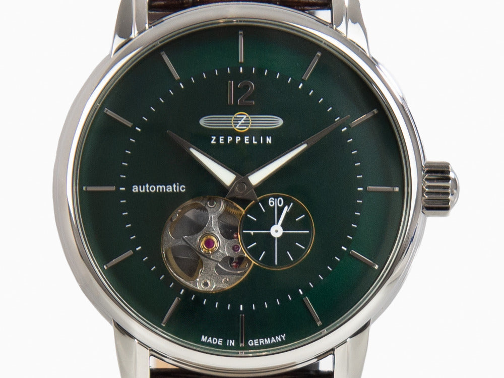 Zeppelin LZ 120 Bodensee Automatic Watch, Green, 40mm, Leather strap, 8166-4