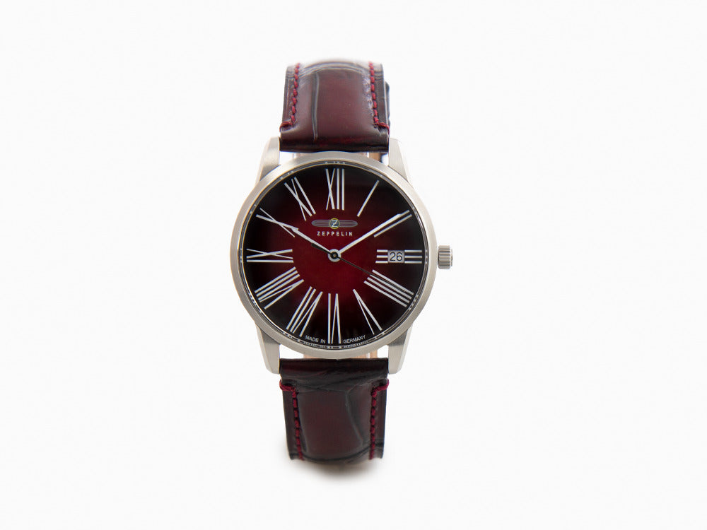 Zeppelin Flatline Lady Quartz Watch, Burgundy, 36 mm, 8345-5