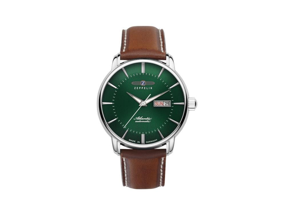 Zeppelin Atlantic Automatic Watch, Green, 40 mm, Leather strap, 8466-4