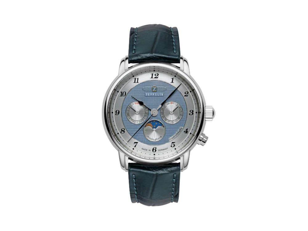 Zeppelin Friedrichshafen Moon Phase Quartz Watch, Blue, 40 mm, 8536-3